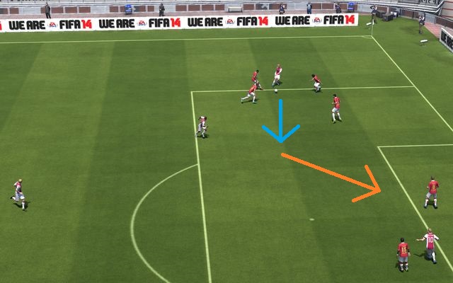 Drawing the defenders' attention and focusing it on a single player gives you multiple possibilities of playing the ball and can open a straight way to scoring a goal - Finishing actions - Offense - FIFA 14 - Game Guide and Walkthrough