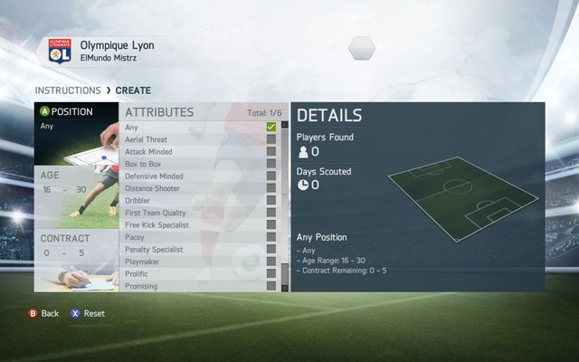 The next step is specifying factors on which the scouts should focus during their searches - you have to specify the position for which you're looking for a player, the age and preferred length of the contract - Transfers and the global transfer network - Manager career - FIFA 14 - Game Guide and Walkthrough