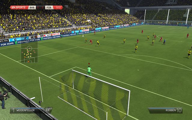 In order to avoid making an easy mistake and remain ready at all times should your enemy try a quick attack, it's worth keeping a ready position just in case - Playing as a goalkeeper - Player career - FIFA 14 - Game Guide and Walkthrough