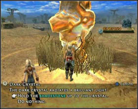 To collect energy from a dark crystal you'll need to get close to one and use a shadestone on it - Giza Plains - Part I - Final Fantasy XII - Game Guide and Walkthrough