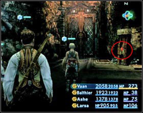 Inside press the blue button on a pillar and run to the doors that have just opened - Henne Mines - Part II - Final Fantasy XII - Game Guide and Walkthrough