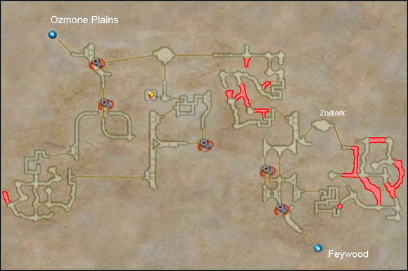 Hidden areas are marked in red - Henne Mines II - Additional Locations - Final Fantasy XII - Game Guide and Walkthrough
