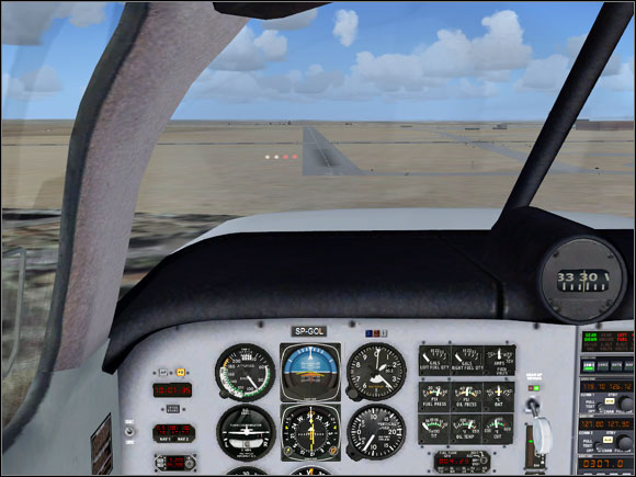 A little bit to the left from the runway centerline. - Landing - Exemplary flight: Mooney Bravo - Flight Simulator X - Game Guide and Walkthrough