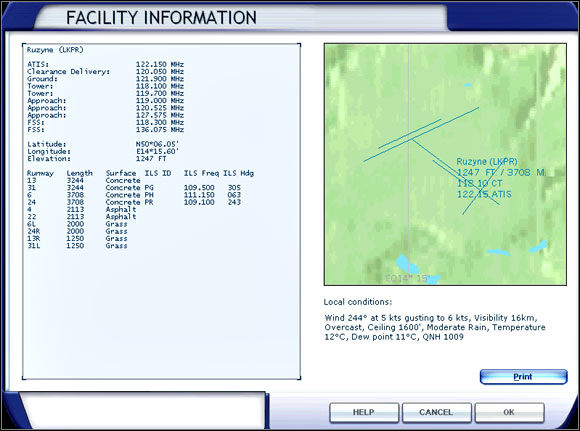 Prague Ruzyne airport chart. - Preparation for landing - Exemplary flight: Mooney Bravo - Flight Simulator X - Game Guide and Walkthrough