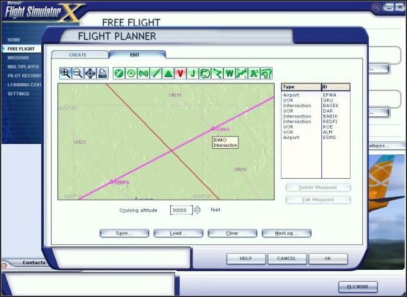 Preliminary flightplan. - Flight Planner - Exemplary flight: Boeing 737-800 - Flight Simulator X - Game Guide and Walkthrough