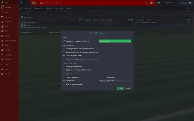 When you go on holiday, you must set some options that will help your assistant manage the club during your absence - How to send coach on a holiday? - General tips - Football Manager 2015 - Game Guide and Walkthrough
