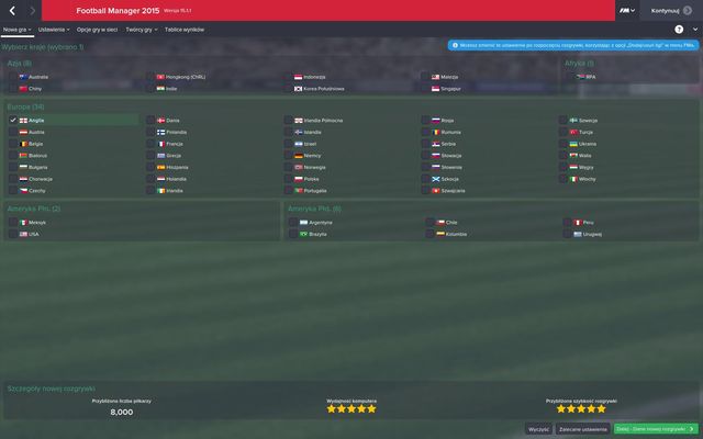The next part of creating the career allow you to choose which countries matches will be simulated during the game - Setting up your game - Starting the game - Football Manager 2015 - Game Guide and Walkthrough