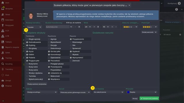 Next screen allows further deciding the requirements of future players - you decide what age should they be, their current skills, potential, and how do you intend to posses him (transfer, loan, free transfer) - Scouting - Football Manager 2015 - Game Guide and Walkthrough