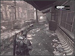 After getting out of the building aim your fire at the shooter on the balcony - Tick Tick Boom - Act II: - Gears of War (XBOX360) - Game Guide and Walkthrough
