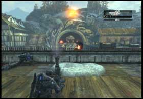 Kill the locust in the room with the four columns and get rid of the mortar crew and their escort on the next roof - Tip of the Spear - Roadblocks - Tip of the Spear - Gears of War 2 - Game Guide and Walkthrough