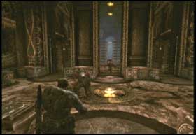 Follow the corridor till the end and you will find the Trinity of Worms Artifact - Hive - The Best-Laid Plans - Hive - Gears of War 2 - Game Guide and Walkthrough