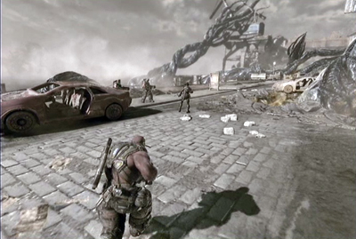 After landing head way toward ruins of city - Chapter 3 - Homecoming - p. 1 - Act I - Gears of War 3 - Game Guide and Walkthrough