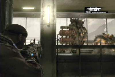 After the cut-scene you will land in the elevator - Chapter 5 - MVP - Act I - Gears of War 3 - Game Guide and Walkthrough