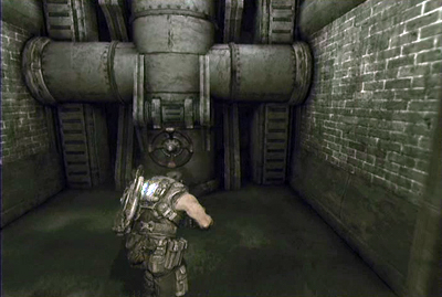 After the battle move to the small room on the right and turn a big valve - Chapter 5 - Bon Voyage - p. 2 - Act IV - Gears of War 3 - Game Guide and Walkthrough