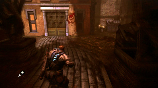Before you move to the designated target, go to the end of the street and get behind the fence of the last house on the right - Old Town - Museum Of Military Glory - Gears of War: Judgment - Game Guide and Walkthrough