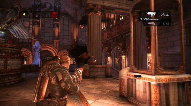 There is a symbol of declassified mission on the wall - Great Hall - Museum Of Military Glory - Gears of War: Judgment - Game Guide and Walkthrough