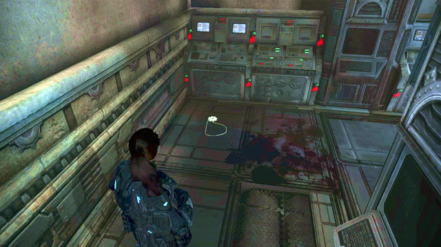 Once you clear the area, go to the right side of the room, where enemies were appearing from - R&D Labs - Halvo Bay Military Academy - Gears of War: Judgment - Game Guide and Walkthrough