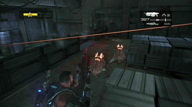 After clearing the area new enemies will come out running from the distance part of the base, with Kantuses among others - deal with them first - Central Base - Onyx Point - Gears of War: Judgment - Game Guide and Walkthrough