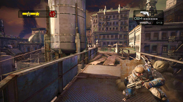 After going further collect ammo at the end of the rooftop and turn right, where you'll come across more enemies - State Street Rooftops - Downtown Halvo Bay - Gears of War: Judgment - Game Guide and Walkthrough