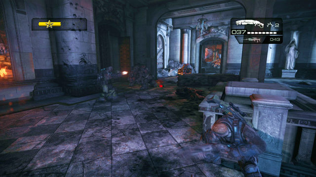 The last wave will appear in the passage on the right - Halls of Judgment - The Courthouse - Gears of War: Judgment - Game Guide and Walkthrough