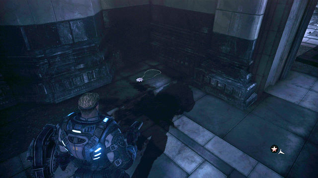 When the situation calms down, you can go to the next room and shoot backs of entering enemies (opponents with flame throwers among others) - Main Entrance - The Courthouse - Gears of War: Judgment - Game Guide and Walkthrough