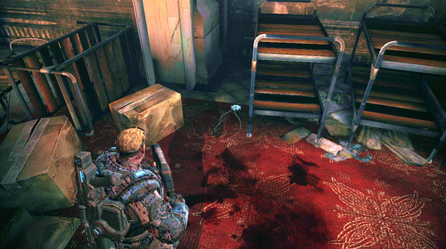 After killing the last enemy, go up the stairs on the opposite side of the entrance you got here - North Entrance - The Courthouse - Gears of War: Judgment - Game Guide and Walkthrough