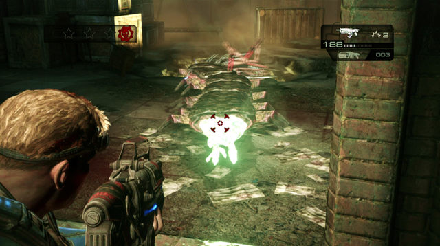 Serapede - a green fragment on the end of the last segment is the weak point of this enemy - Enemies - Other - Gears of War: Judgment - Game Guide and Walkthrough