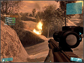 It would be best to choose a small path that's located by the rocks - [Mission 04] Strong point - Objective: Neutralize artillery - [Mission 04] Strong point - Ghost Recon: Advanced Warfighter - Game Guide and Walkthrough