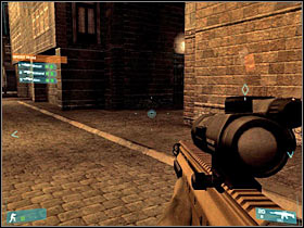 You will find yourself inside a dark alley - [Mission 10] Fierce resistance - Objective: Destroy additional scramblers - [Mission 10] Fierce resistance - Ghost Recon: Advanced Warfighter - Game Guide and Walkthrough