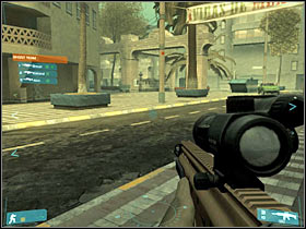 The first group of enemy soldiers is located just around the corner - [Final Mission] NORAD on the line - Objective: Reach Ontiveros location - [Final Mission] NORAD on the line - Ghost Recon: Advanced Warfighter - Game Guide and Walkthrough