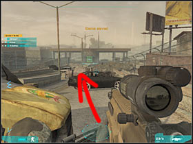 One of the enemy soldiers may also be standing inside the checkpoint building (#1) - Act 3 / Final - part 1 - Act 3 - Ghost Recon: Advanced Warfighter 2 - Game Guide and Walkthrough