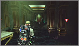 Proceed towards a corridor located to the right of the stairs and the surrounding area is going to be flooded in just a few seconds - Level 1: Sedgewick Hotel - part 2 - Walkthrough - Ghostbusters The Video Game - Game Guide and Walkthrough