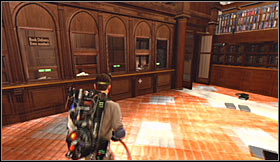 Proceed to the area where you've seen the golem for the first time and choose a door located to your left - Level 3: Public Library - part 1 - Walkthrough - Ghostbusters The Video Game - Game Guide and Walkthrough