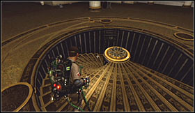 Wait for the cut-scene to end and examine the large structure in the center of the room with your PKE meter - Level 4: Museum of History - part 2 - Walkthrough - Ghostbusters The Video Game - Game Guide and Walkthrough