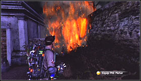 Destroy large obstacles located between two street lamps - Level 7: Central Park Cemetery - part 1 - Walkthrough - Ghostbusters The Video Game - Game Guide and Walkthrough