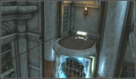 Leave the rope as it is, use the teleport on the right (the blue one) which will move you to a platform (with an experience chest on it), partly surrounded by bars - Walkthrough - Daedalus Workshop - Walkthrough - God of War 3 - Game Guide and Walkthrough