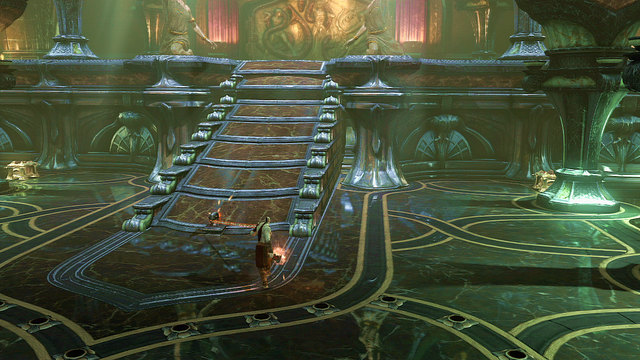 After fight go towards the lever, use it and open red chests on sides of the stairs - Fight with Cerberus - Chapter 10: The Temple of Delphi - God of War: Ascension - Game Guide and Walkthrough