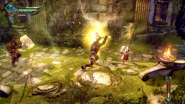 When enraged, theyll create an electric field around, which will attract Kratos - if you let it touch you, youll be shocked - Path to the statue - Chapter 18: Delos Landing - God of War: Ascension - Game Guide and Walkthrough