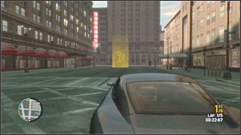 You can always use the B button to focus your view on the nearby checkpoint - Street Racing - part 1 - Side-missions - Grand Theft Auto IV - Game Guide and Walkthrough