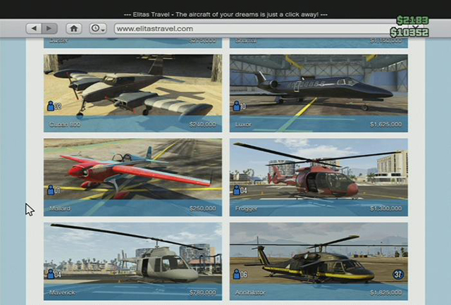 An aircraft store - Online shops - Shopping - Grand Theft Auto Online - Game Guide and Walkthrough