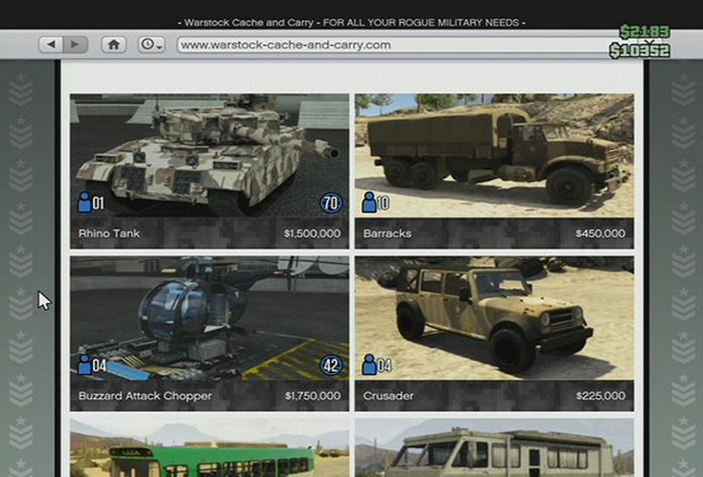 Armored vehicles - Online shops - Shopping - Grand Theft Auto Online - Game Guide and Walkthrough