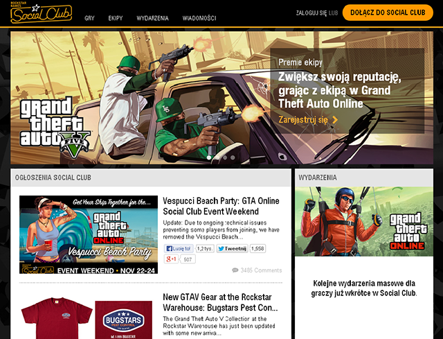 The main site of Rockstar Games Social Club - Crews - Grand Theft Auto Online - Game Guide and Walkthrough