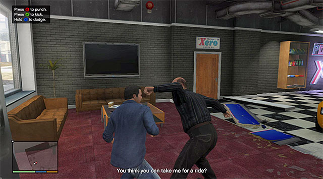 Performing dodges correctly will help you keep the health bar at the safe level - Melee fights - Fight - Grand Theft Auto V - Game Guide and Walkthrough