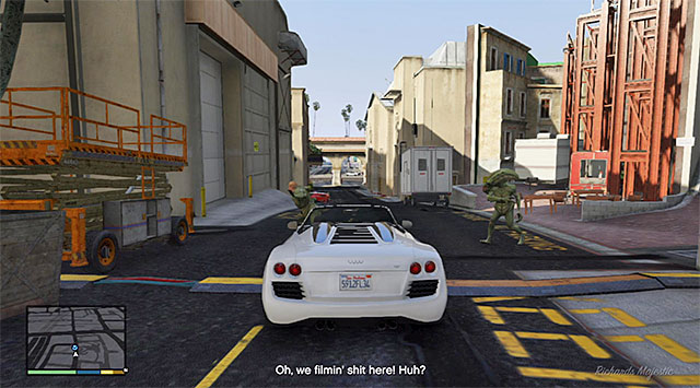 While driving across the movie set, try not to bump into anybody - 2: Franklin and Lamar - Main missions - Grand Theft Auto V - Game Guide and Walkthrough