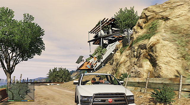 Press and keep holding down the acceleration button until one of the supports breaks loose, - 8: Marriage Counseling - Main missions - Grand Theft Auto V - Game Guide and Walkthrough