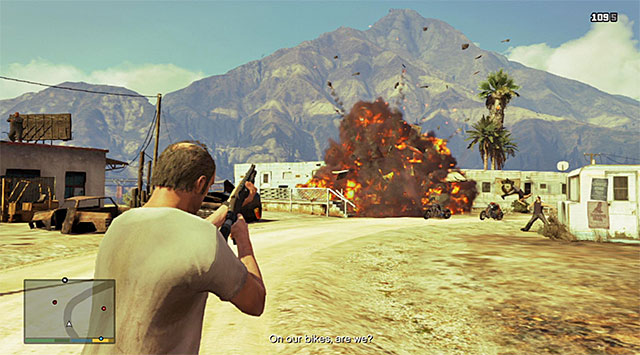 Shooting at the tank results in the explosion of the trailer - 17: Mr. Philips - Main missions - Grand Theft Auto V - Game Guide and Walkthrough