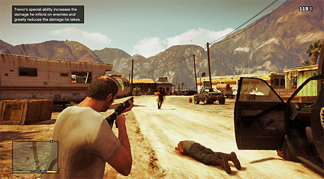 Stat shooting at the bikers that are staying in the area of the motel, while remembering to use covers frequently and about checking out on the radar if nobody is trying to surprise Trevor from behind or from the side - 17: Mr. Philips - Main missions - Grand Theft Auto V - Game Guide and Walkthrough