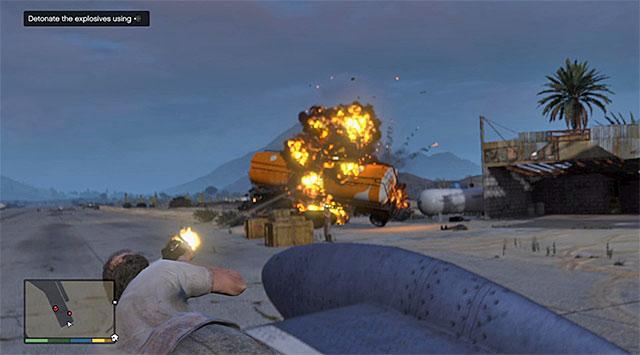 Keep eliminating the enemies and blow up the elements of the surroundings - 18: Nervous Ron - Main missions - Grand Theft Auto V - Game Guide and Walkthrough
