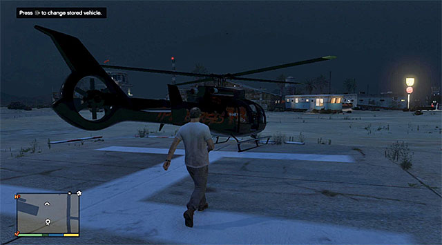 It is a way better idea to make it over to the base on a regular chopper and, to do that, you need to visit the airports seized by Trevor, located to the South-West of the Sandy Shores - 33: Cargobob - Main missions - Grand Theft Auto V - Game Guide and Walkthrough