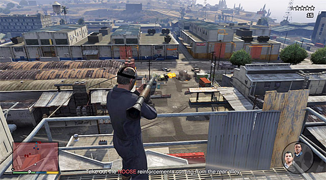 While laying as Trevor it is good to make use, predominantly, of the rocket launcher that is in his equipment - 41: Blitz Play #2 - Main missions - Grand Theft Auto V - Game Guide and Walkthrough